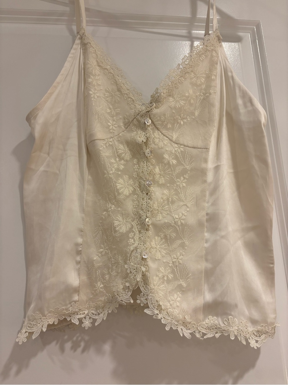 Lucy Paris Cream Lace Trim Satin Camisole